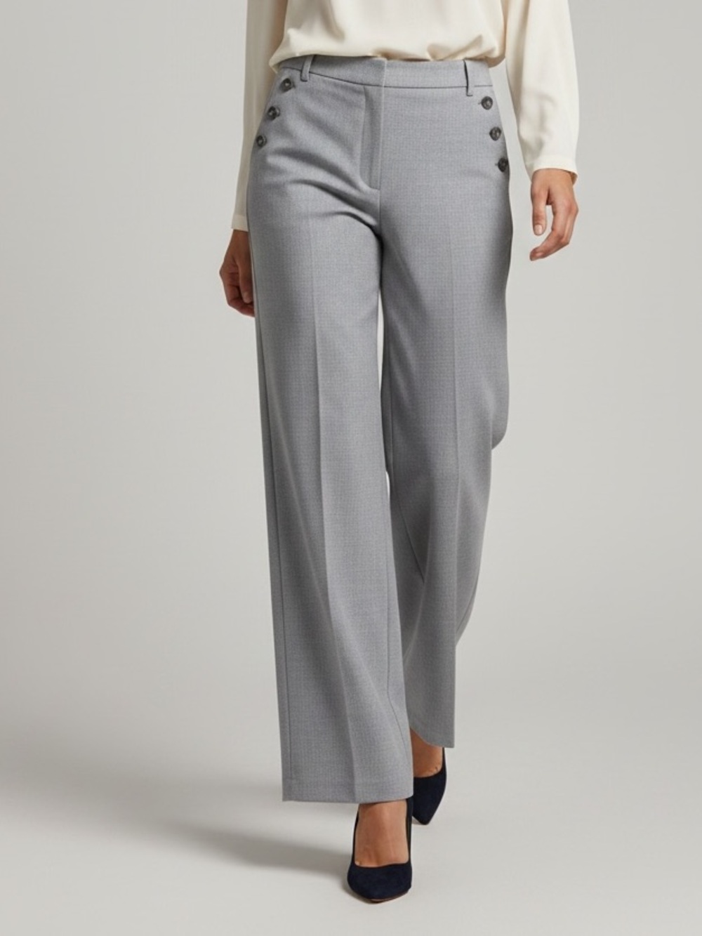 Rachel Zoe Gray straight-Leg Button-Detail Trousers Sz 8